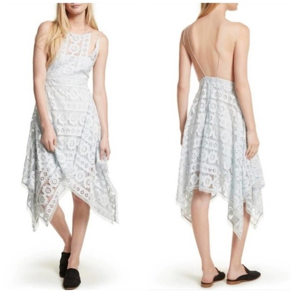 FREE PEOPLE Just Like Honey Blue Sky Lace Dress Size 8 NEW - Picture 1 of 14